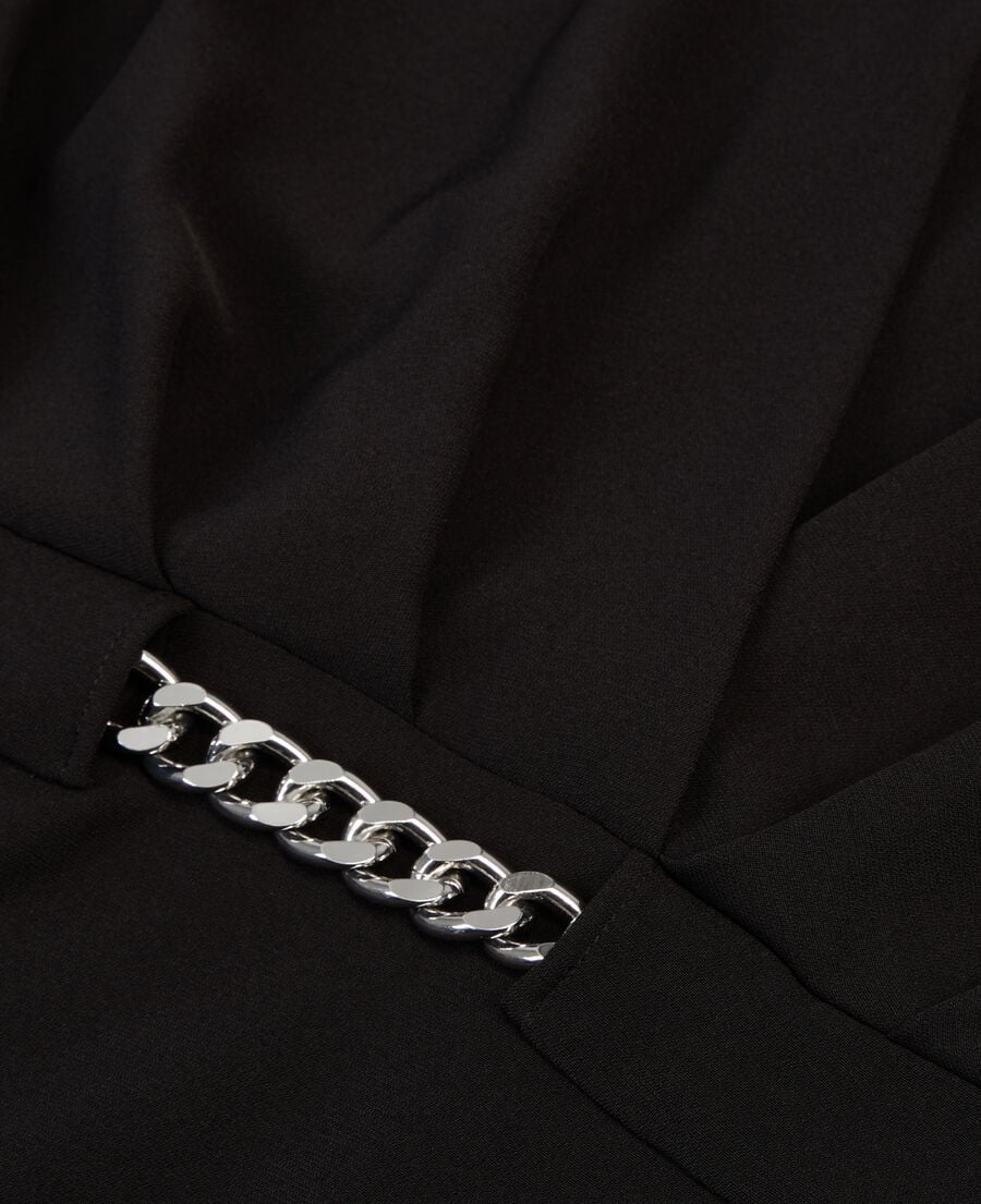 The Kooples F BLACK short black crepe dress with chain