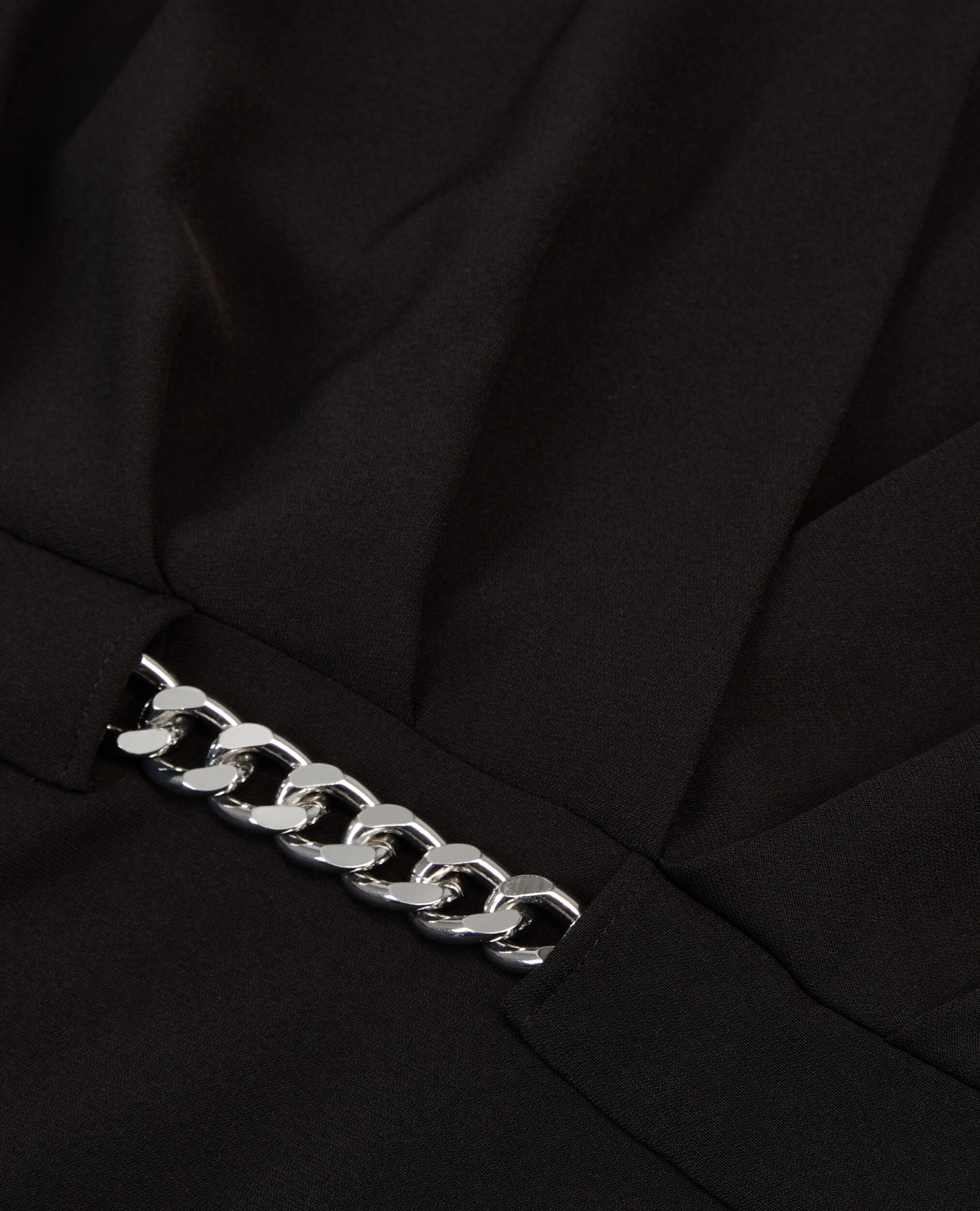 Short black crepe dress with chain, BLACK, hi-res image number null