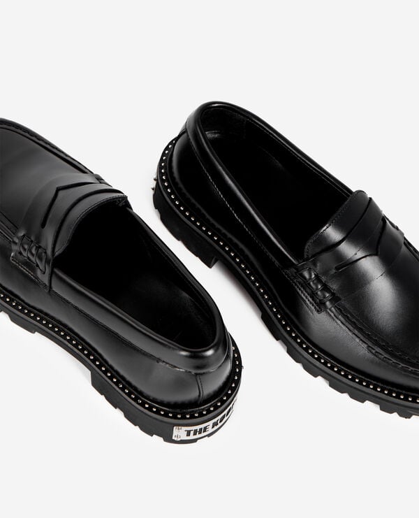 Women's Black leather loafers The Kooples