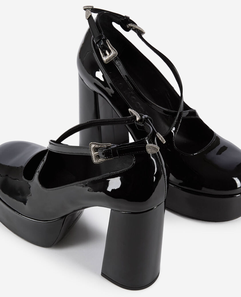 The Kooples FEMME BLACK escarpins à talons en cuir verni noirs