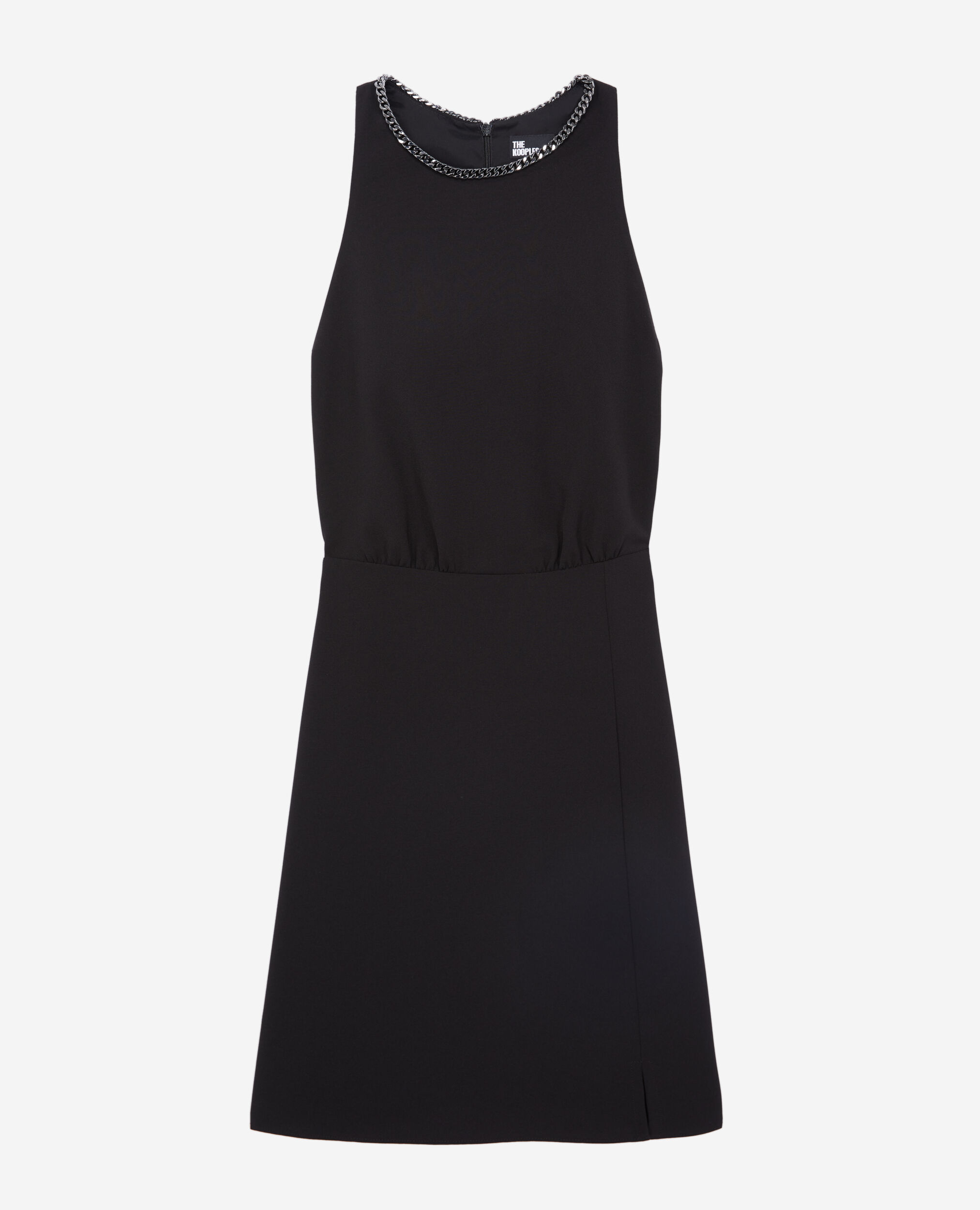 Short black crepe dress, BLACK, hi-res image number null