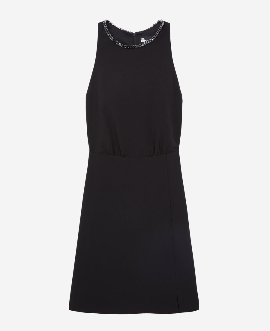 vestido corto negro crepé