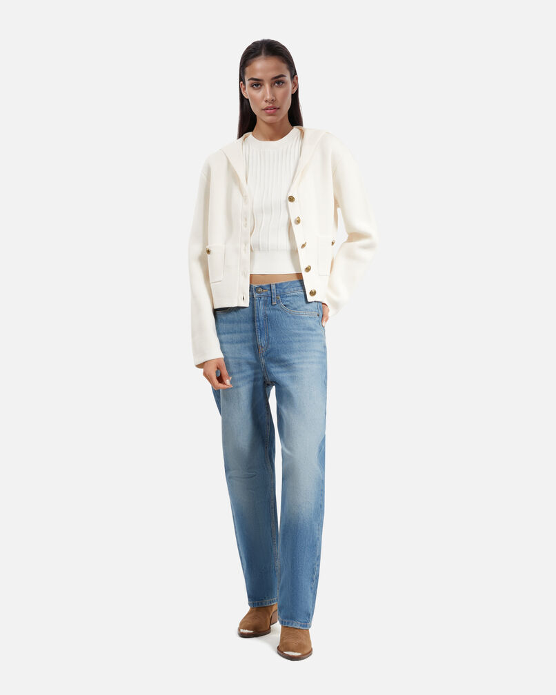 The Kooples FEMME ECRU cardigan en coton et laine ecru