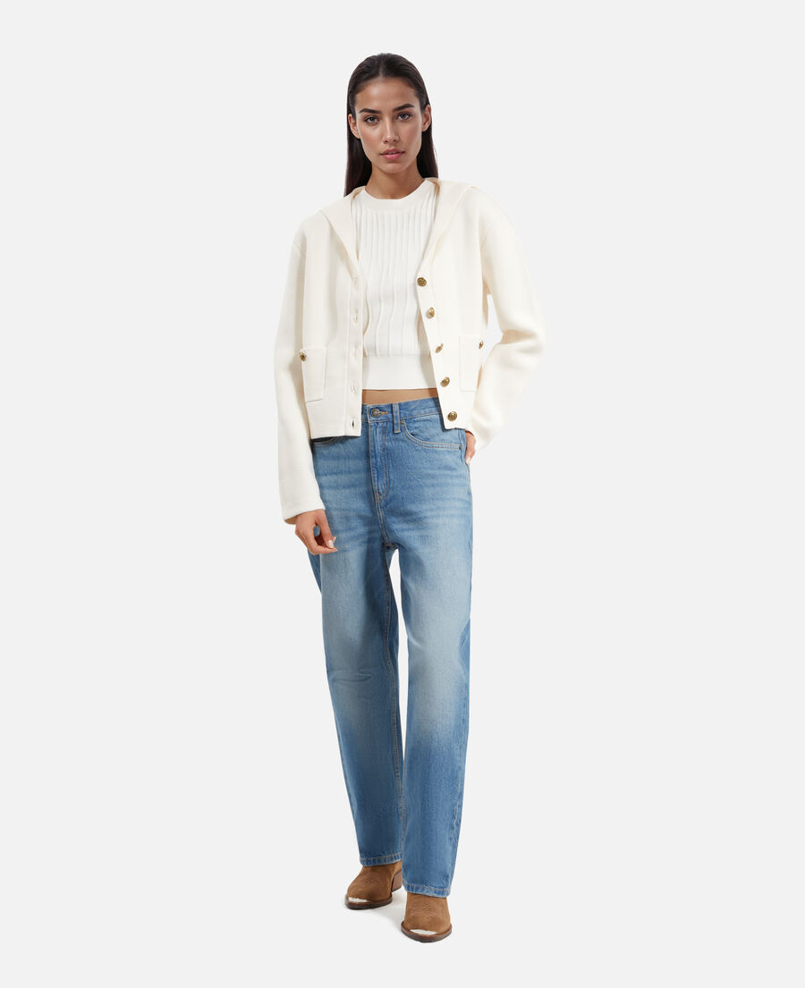 The Kooples WOMEN ECRU ecru cotton and wool cardigan