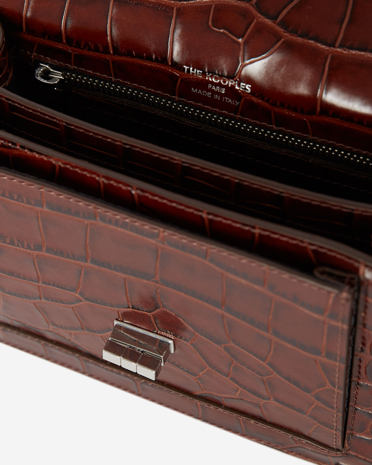 The Kooples DAMEN DARK BROWN mini-handtasche emily leder krokooptik