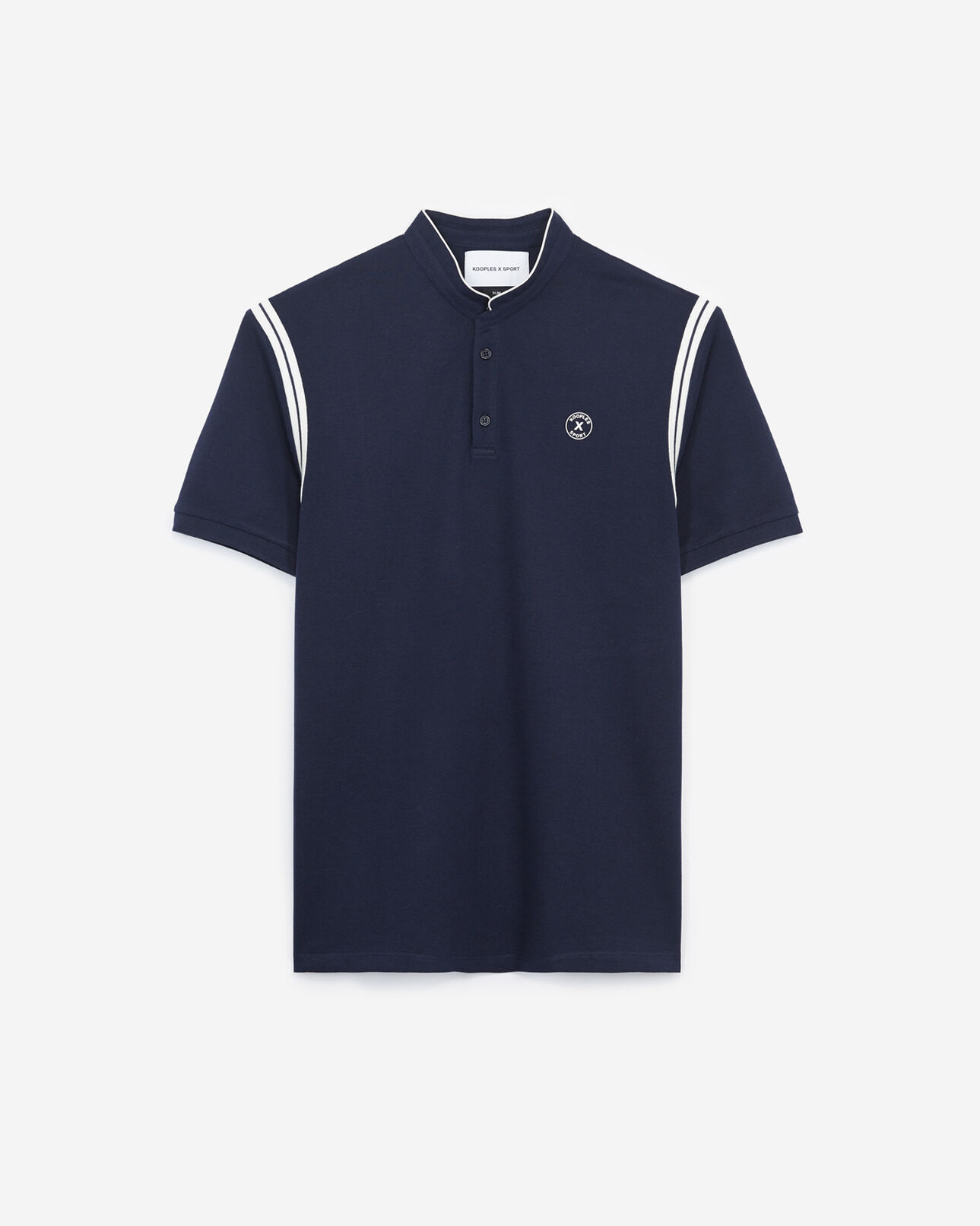 The Kooples HERREN NAVY blaues baumwoll-poloshirt mit kontraststreifen