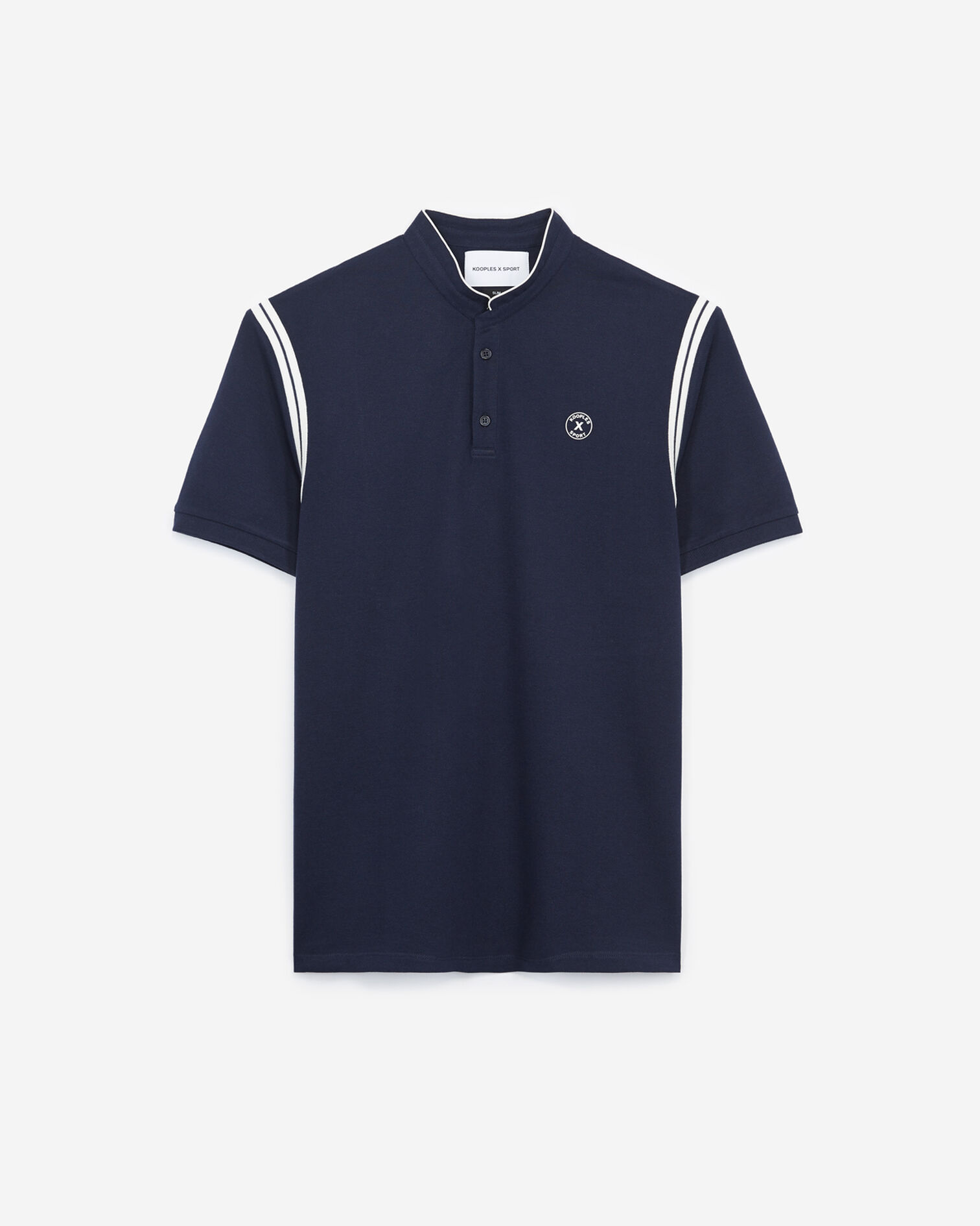 Blaues Baumwoll-Poloshirt mit Kontraststreifen, NAVY, hi-res image number null