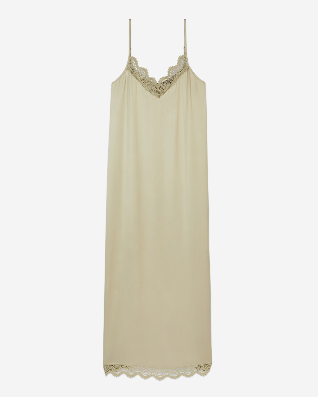 The Kooples WOMEN KAKI GREY long light green slip dress