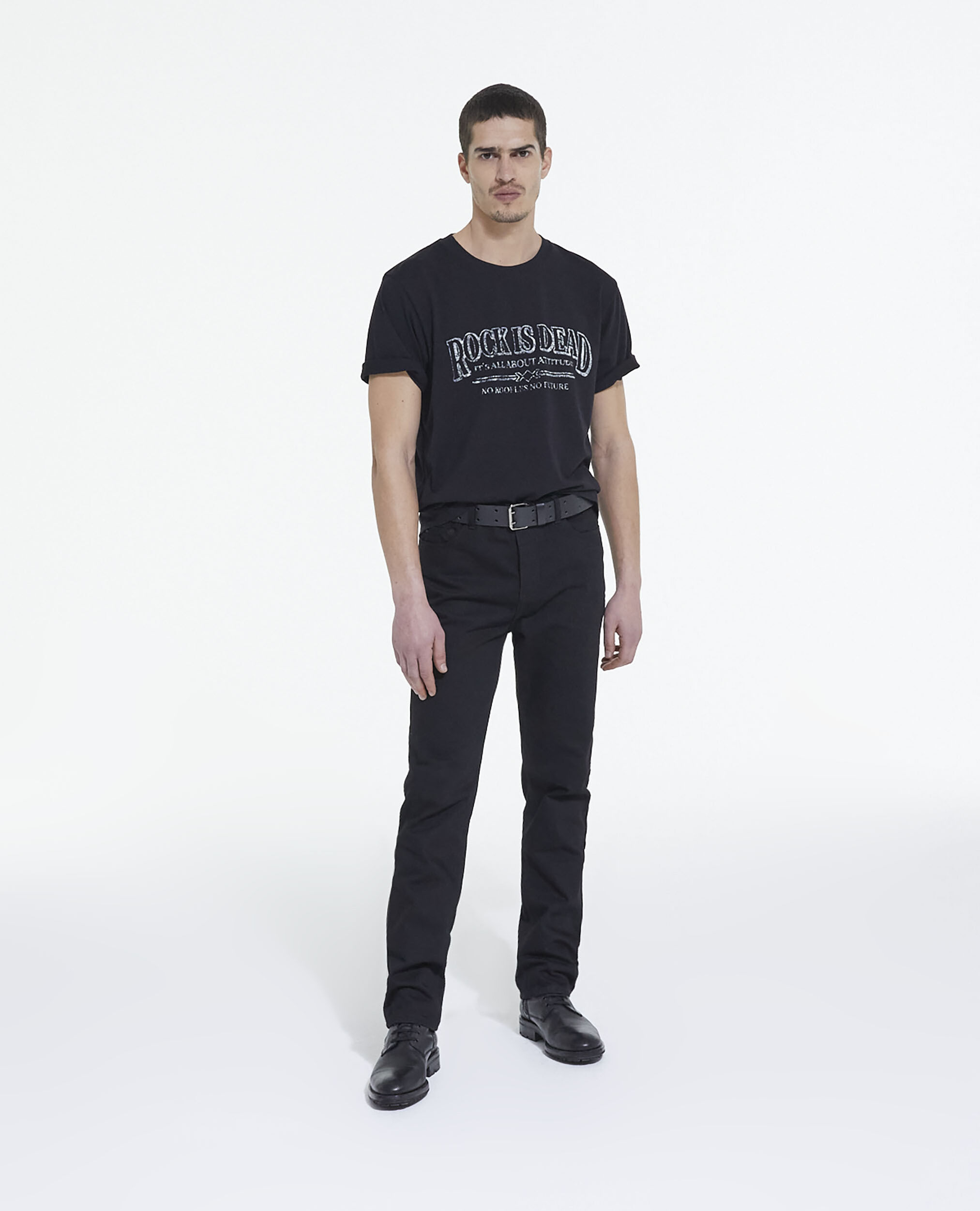 Gray T-shirt, BLACK WASHED, hi-res image number null