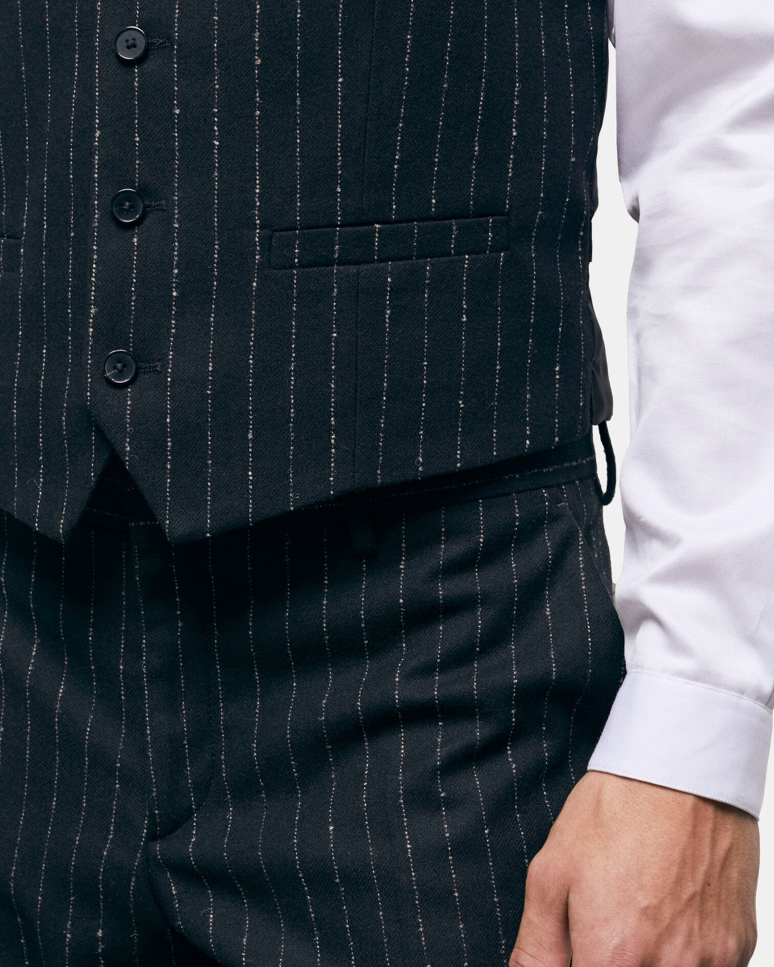 Striped suit vest, BLACK WHITE, hi-res image number null