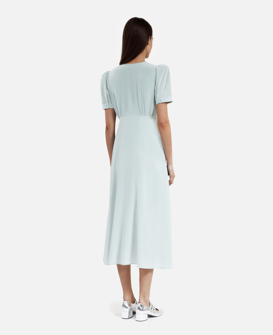 The Kooples FEMME BLUE/GREEN robe longue avec boutonnage en soie bleue
