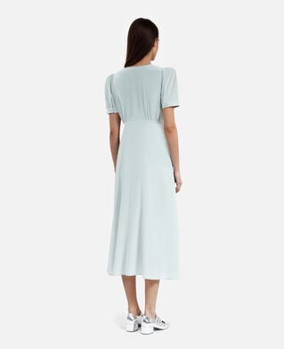 The Kooples WOMEN BLUE/GREEN long dress with blue silk buttoning