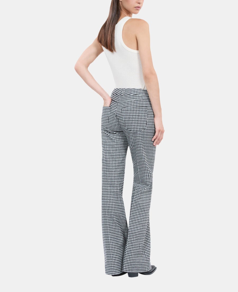 The Kooples MUJER BLACK WHITE pantalón traje acampanado cuadros vichy