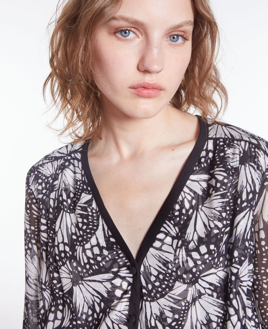 long printed dress with buttoning