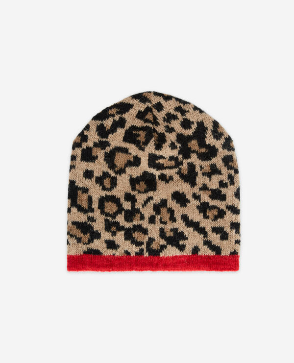 mütze aus wolle mit leopardenmotiv