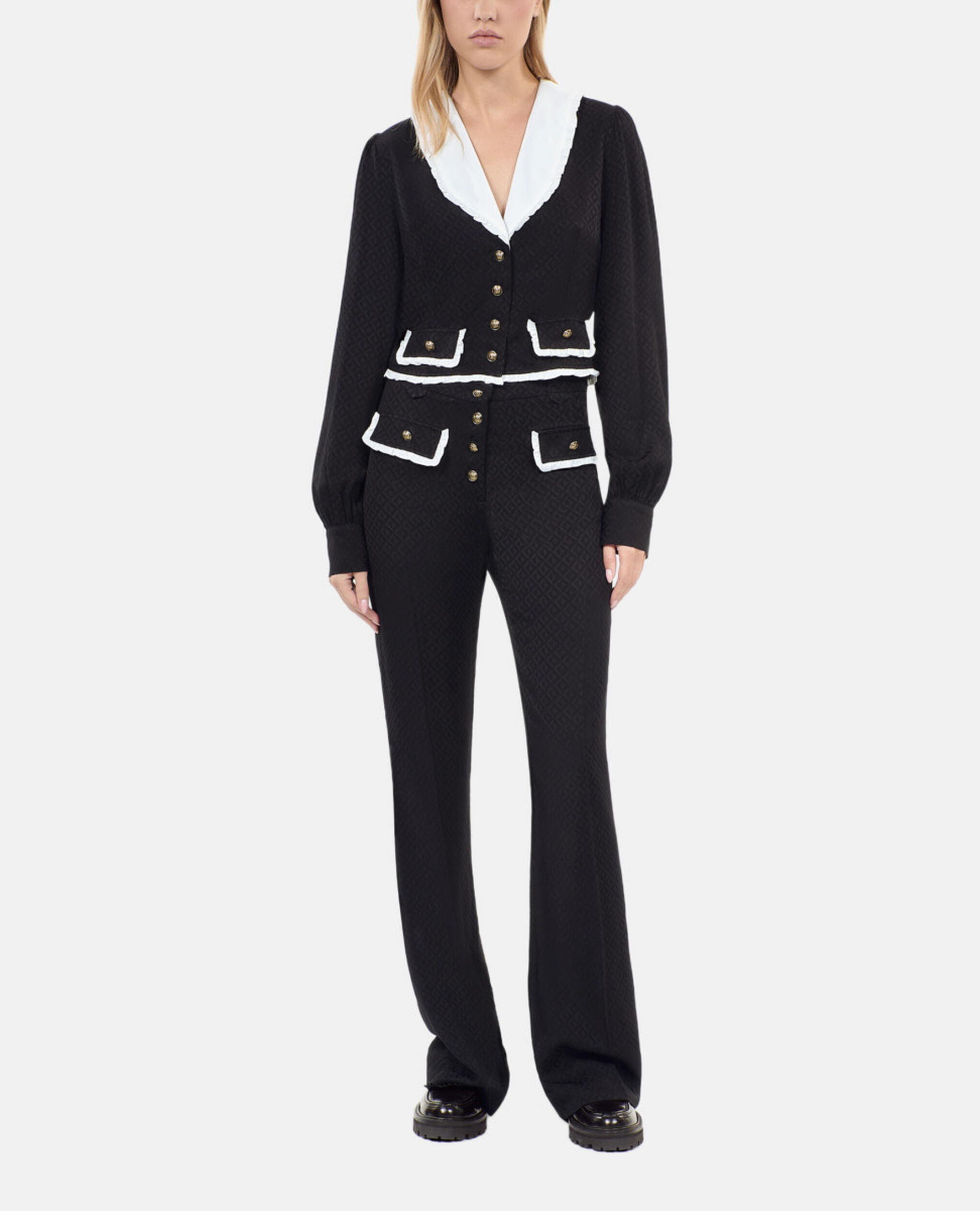 Black flare trousers, BLACK, hi-res image number null