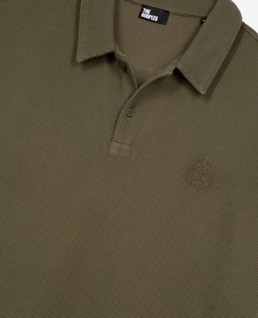 The Kooples MEN KAKI khaki honeycomb polo shirt with crest