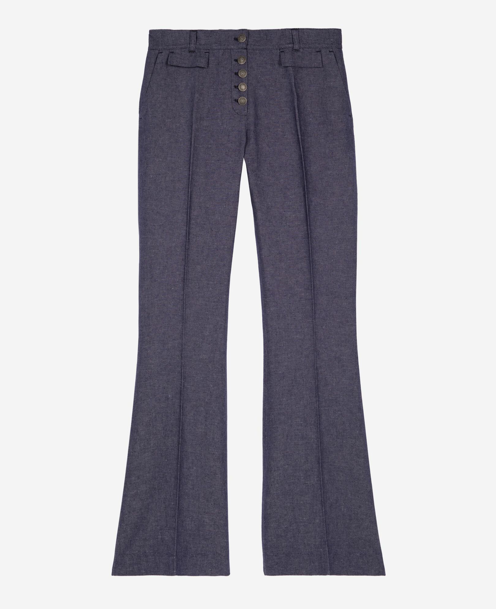 The Kooples WOMEN BLUE blue cotton and linen flared pants