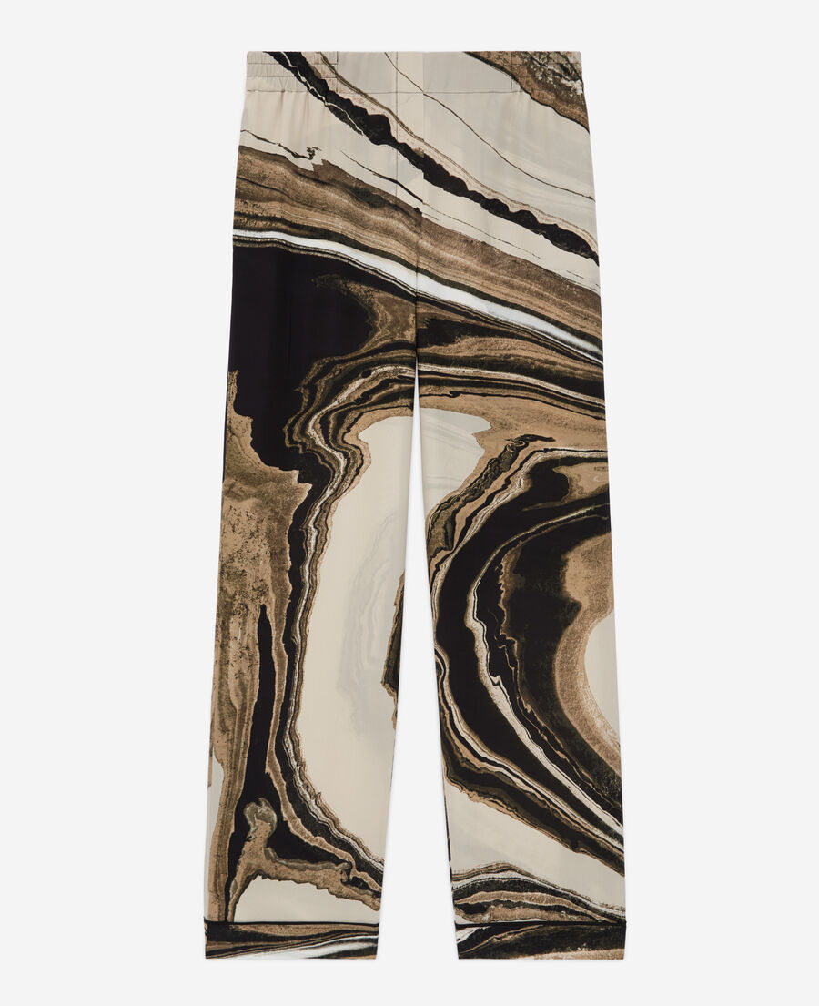 The Kooples F BEIGE-BROWN printed flowing silk pants