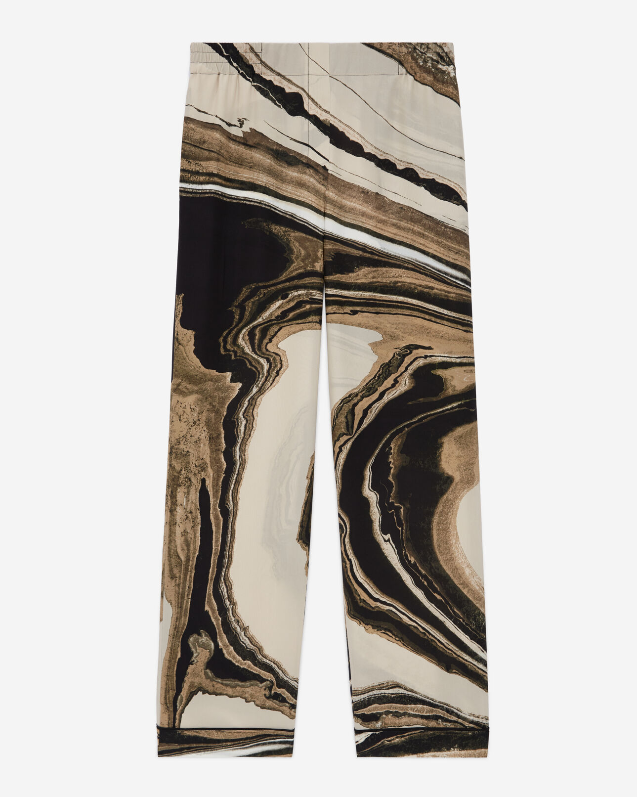 The Kooples WOMEN BEIGE-BROWN printed flowing silk pants