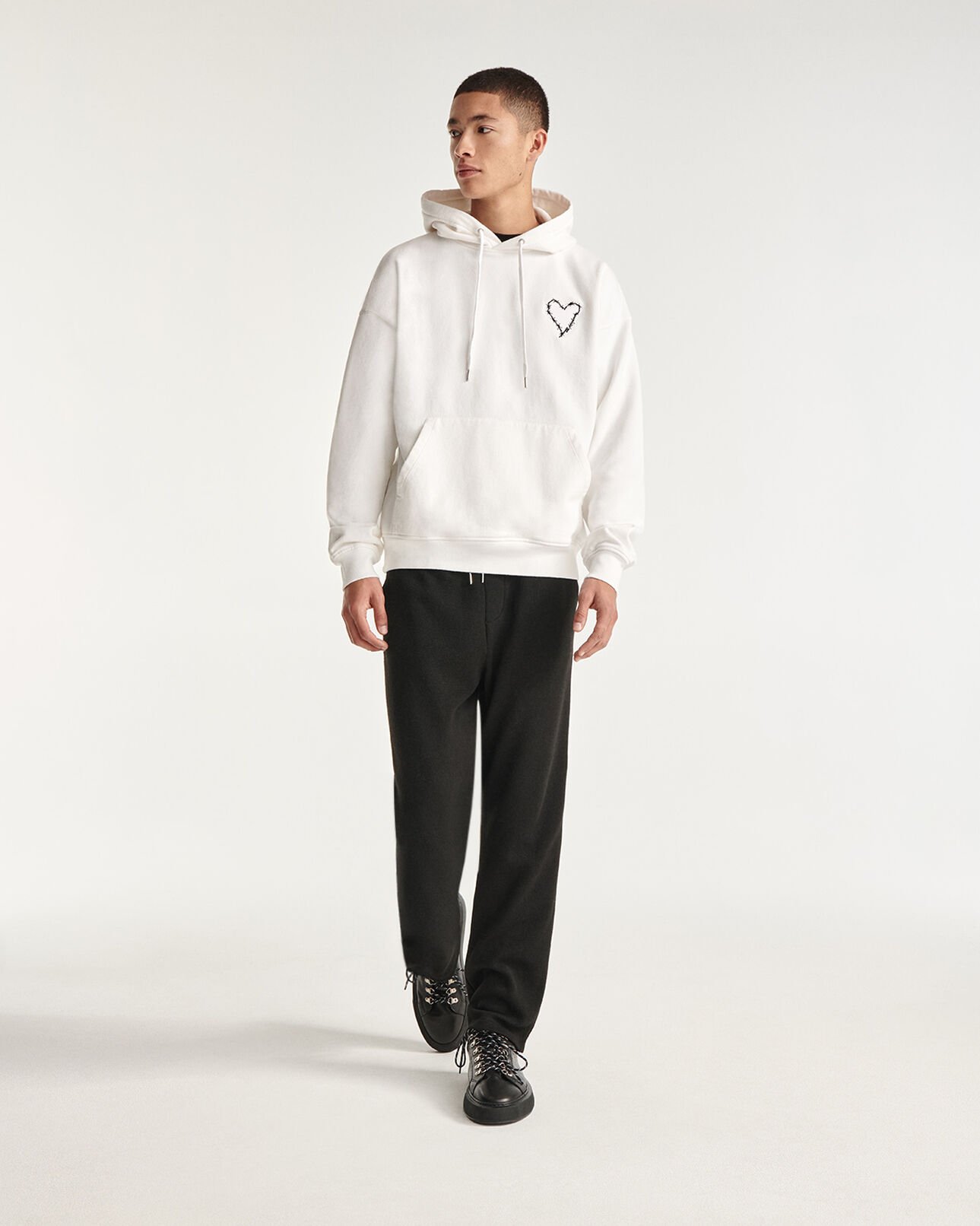The Kooples HERREN ECRU weißes sweatshirt mit kapuze