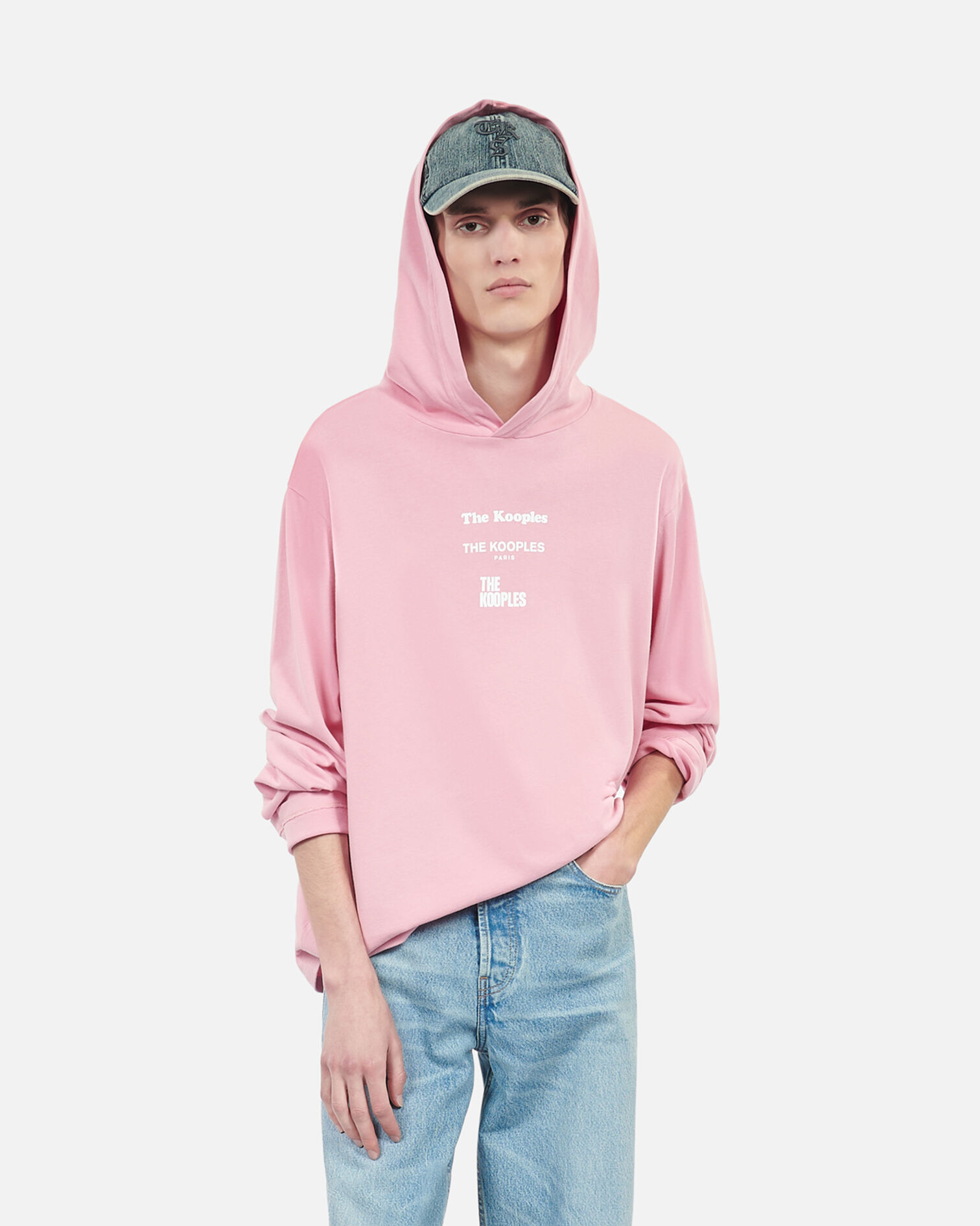 Long-sleeved pink hooded Locations serigraphy t-shirt, SWEET PINK, hi-res image number null