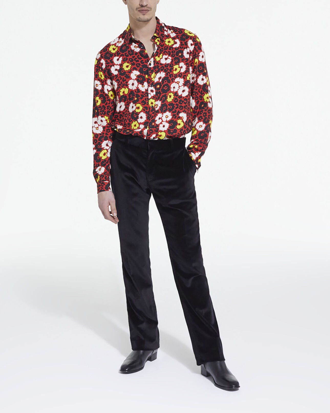 The Kooples MEN MULTICOLORE/RED floral print shirt with classic collar