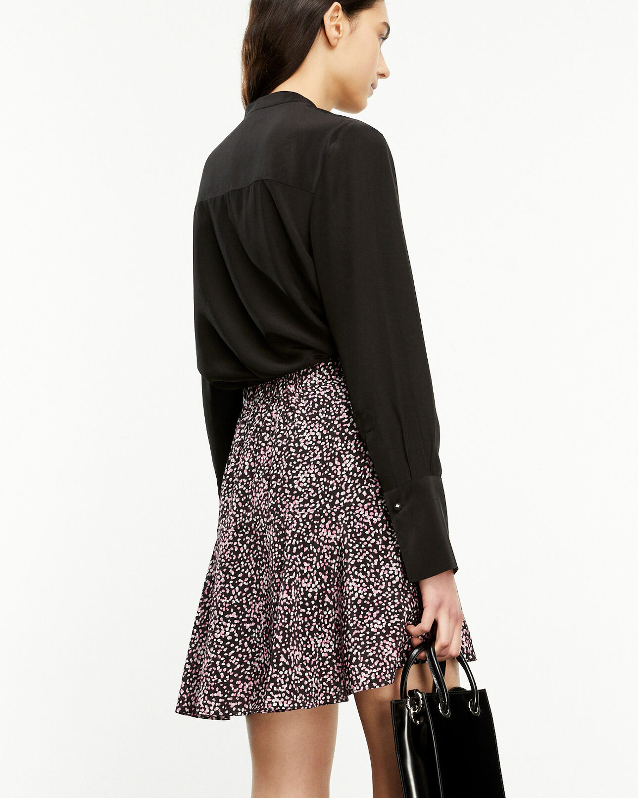 The Kooples WOMEN BLACK / PINK short wrap skirt