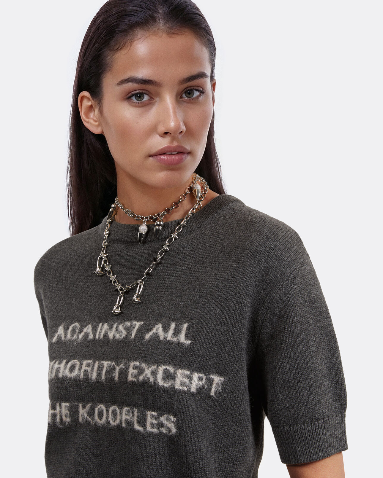 The Kooples FEMME SILVER collier 2 rangs argenté à pointes