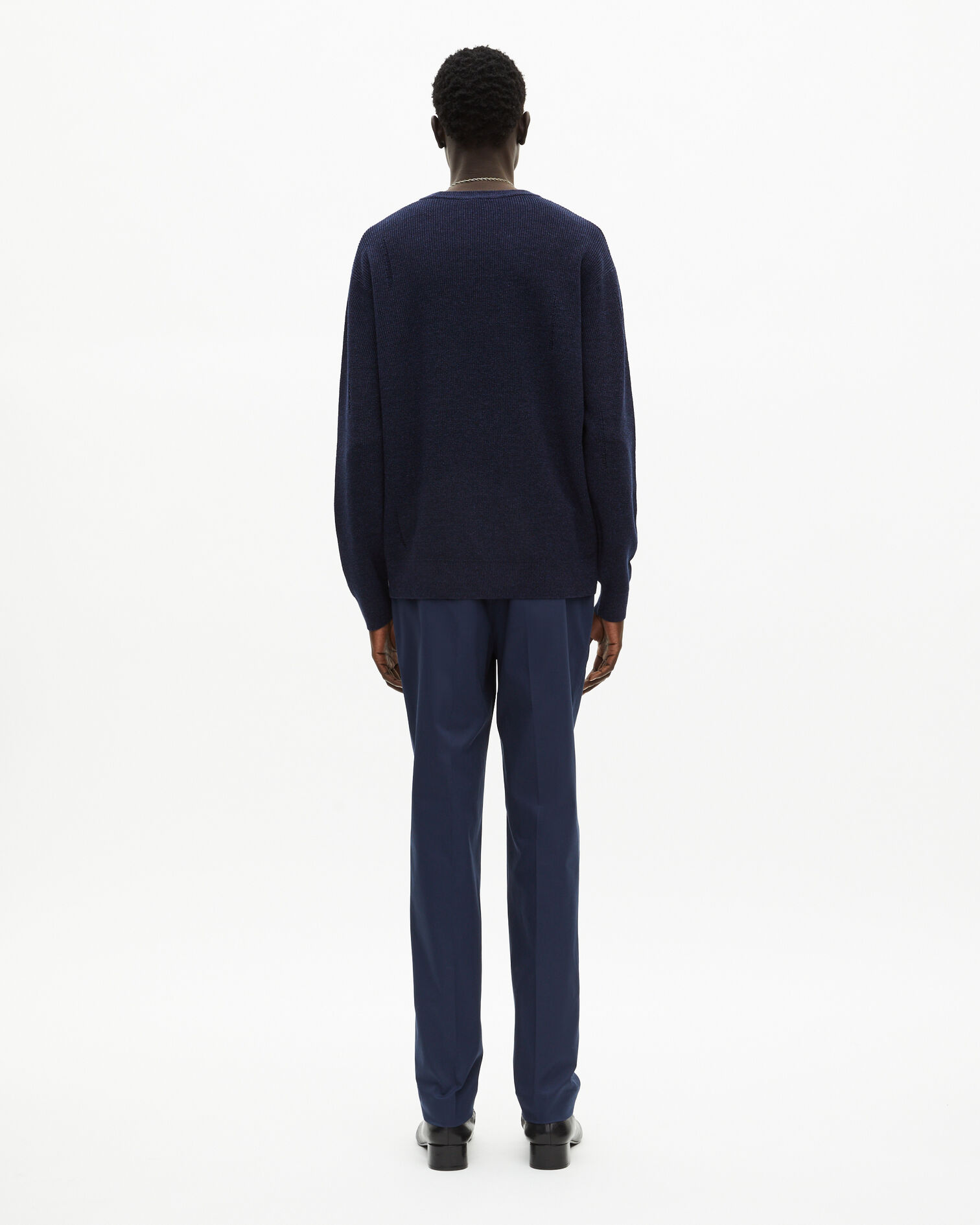 Wool and linen navy sweater, NAVY, hi-res image number null