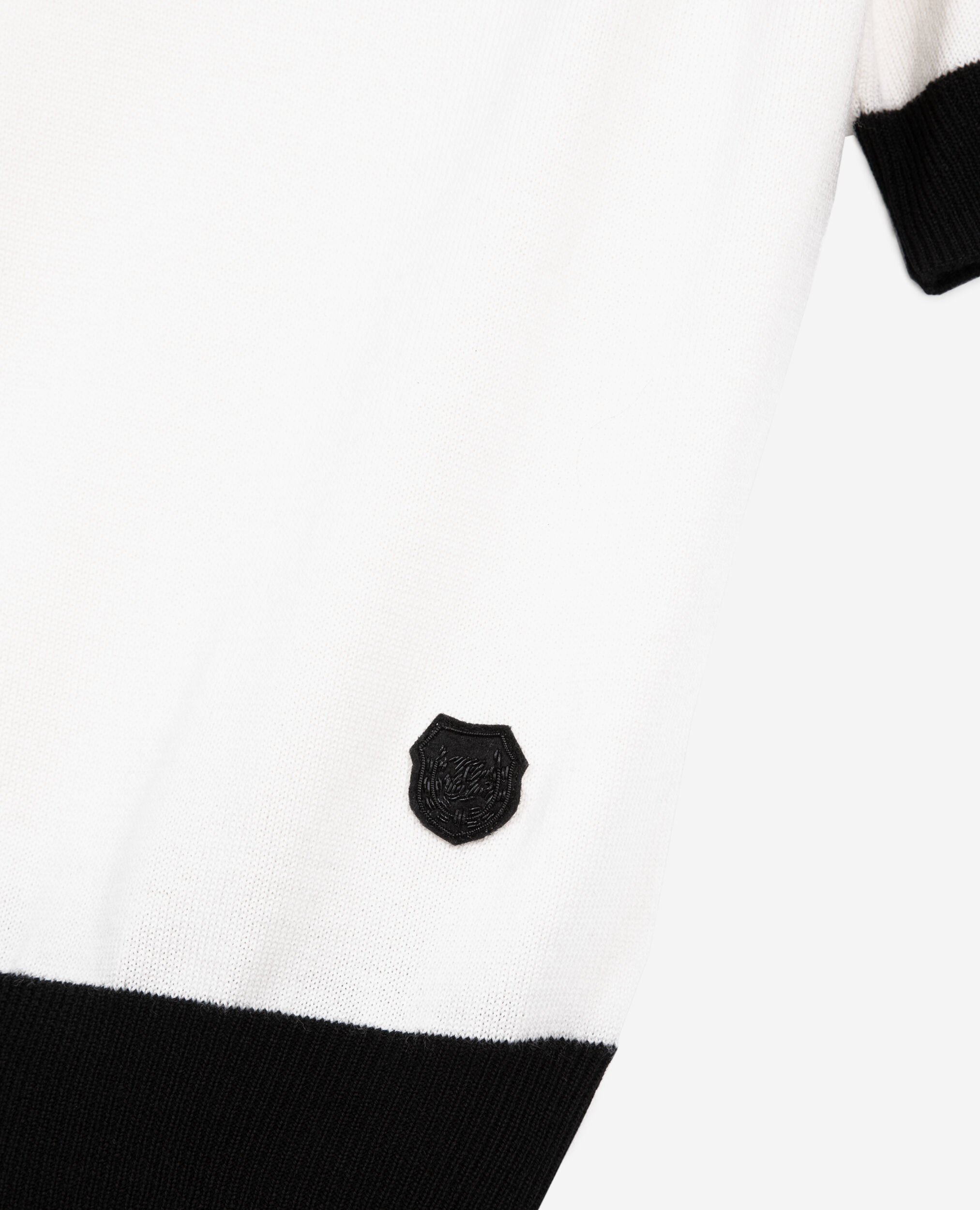 Short-sleeved ecru wool sweater, BLACK-ECRU, hi-res image number null