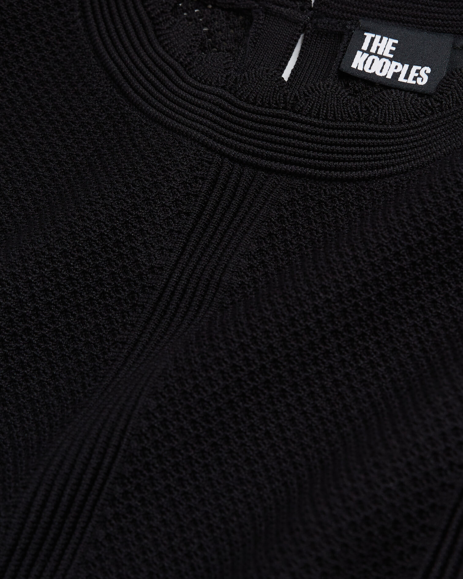 Black openwork knit top, BLACK, hi-res image number null