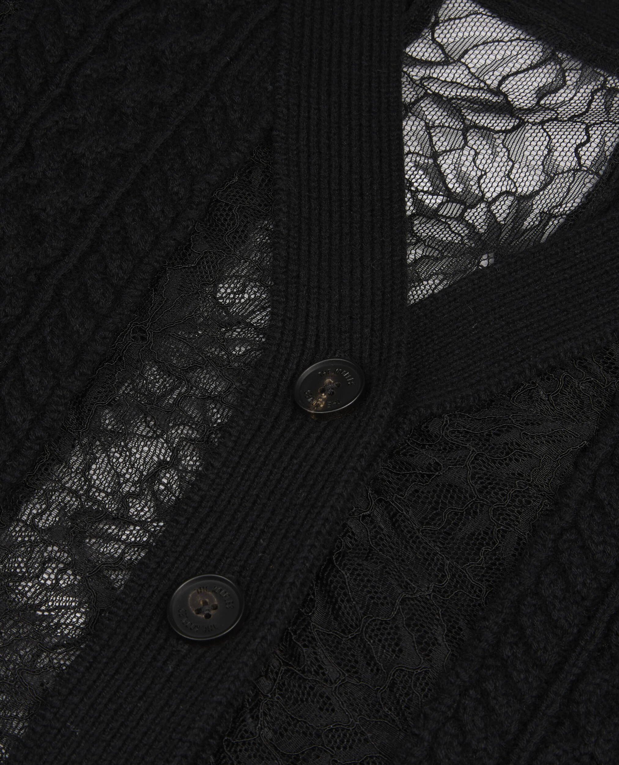 Cardigan en laine et dentelle noir, BLACK, hi-res image number null