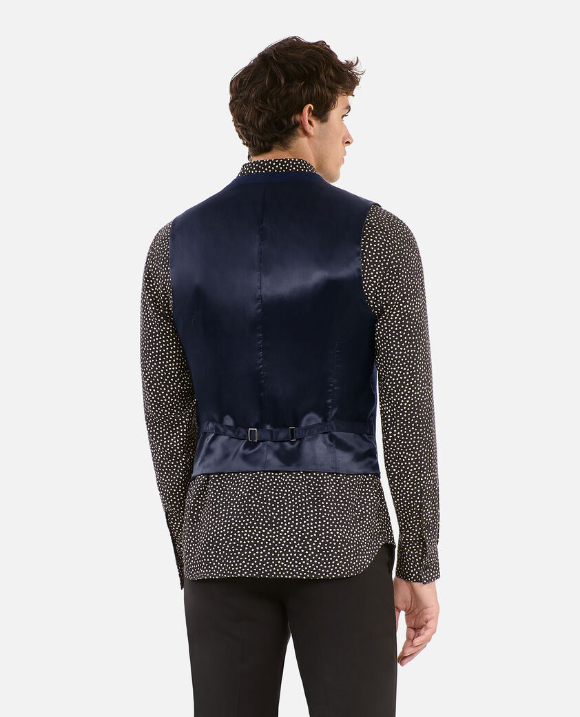 The Kooples HOMME DARK NAVY gilet en laine m&eacute;lang&eacute;e bleu marine