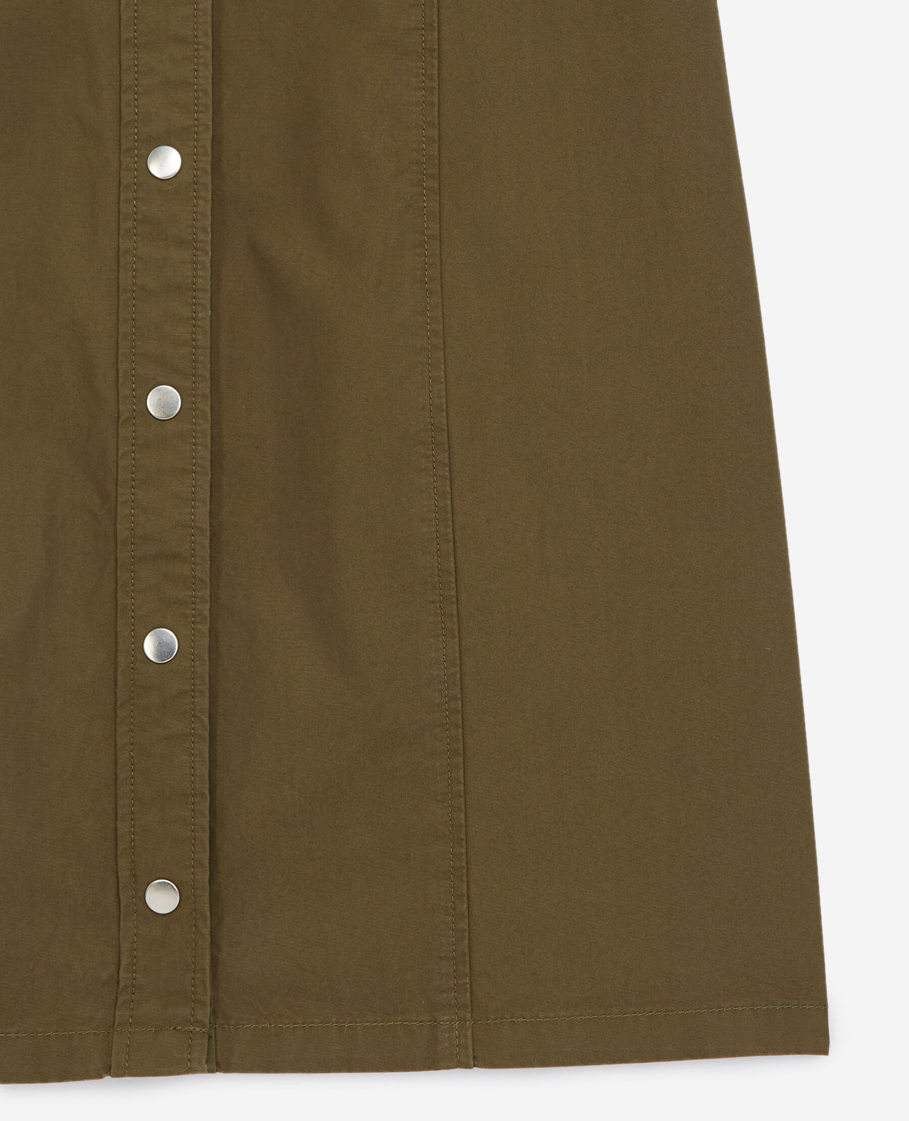 Shirt style buttoned khaki dress in cotton The Kooples US