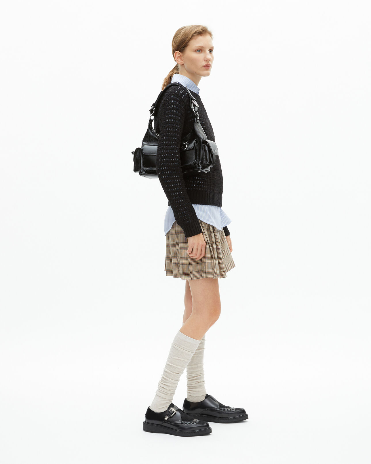The Kooples FEMME BLACK derbies en cuir et effet poulain noir