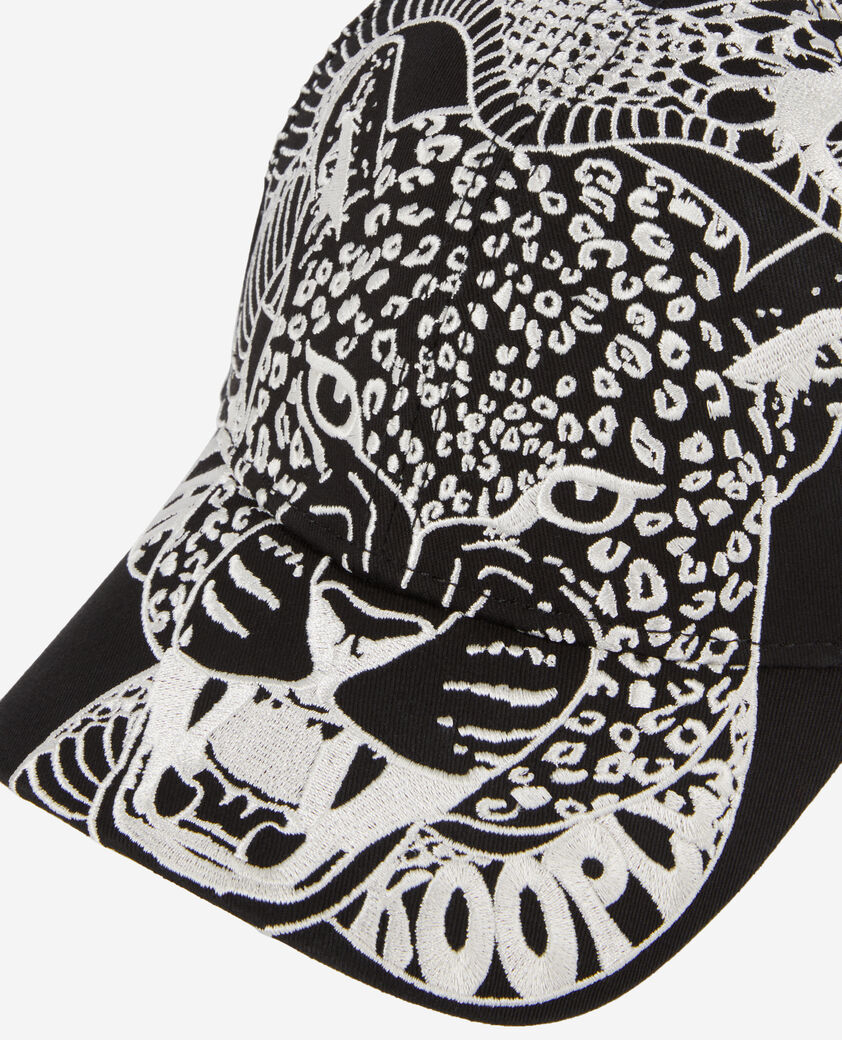 The Kooples MIXTE BLACK casquette noire avec broderie snake leopard