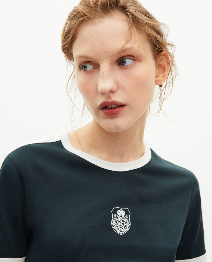 The Kooples DAMEN FOREST t-shirt mit dunkelgr&uuml;nem wappen