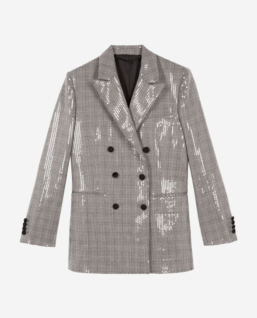 The Kooples MUJER GREY chaqueta de lentejuelas príncipe de gales, gris