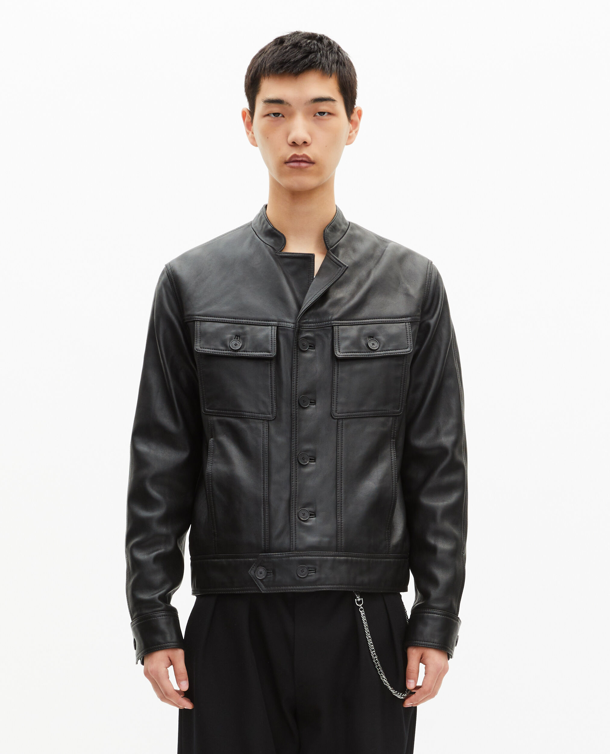Black leather jacket | The Kooples US