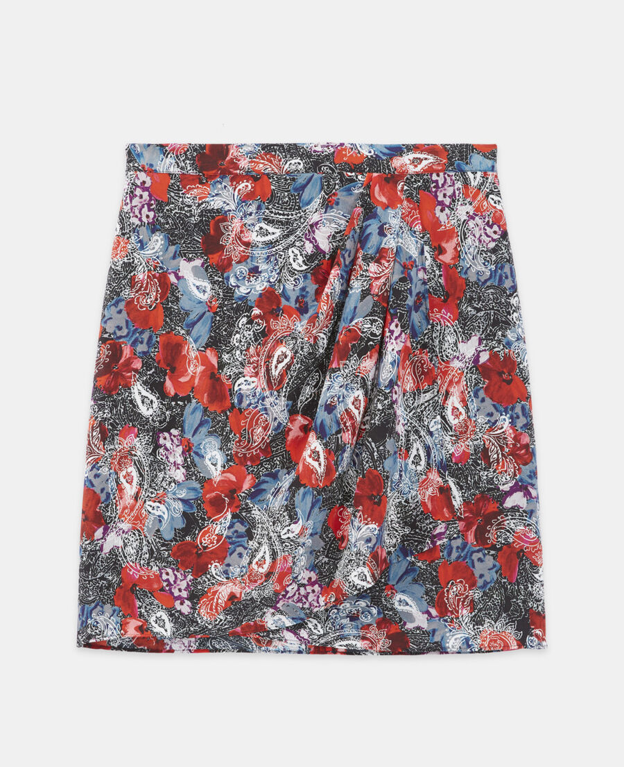 jupe courte en soie imprimé fleuri