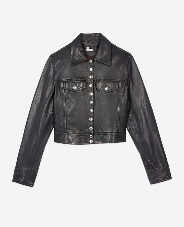 The Kooples WOMEN BLACK black leather jacket