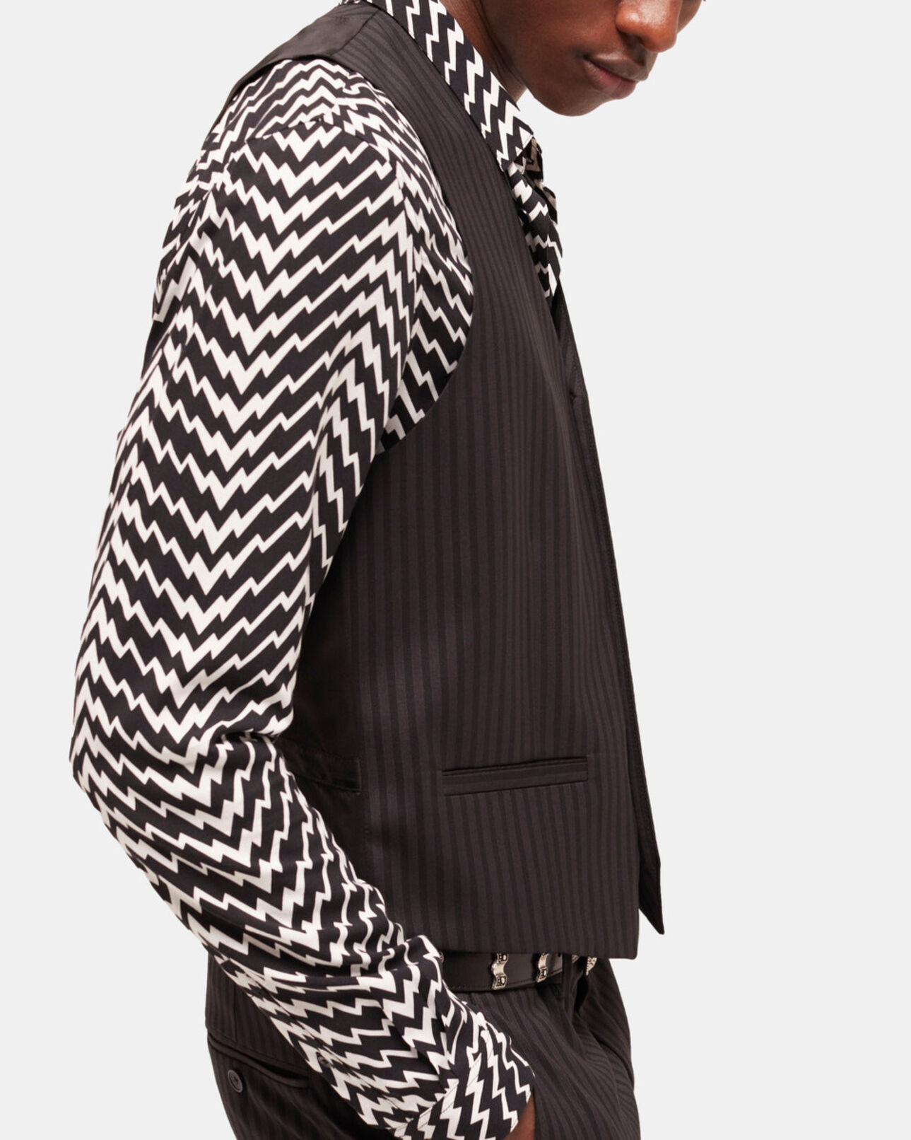 The Kooples MEN BLACK GREY black wool suit vest