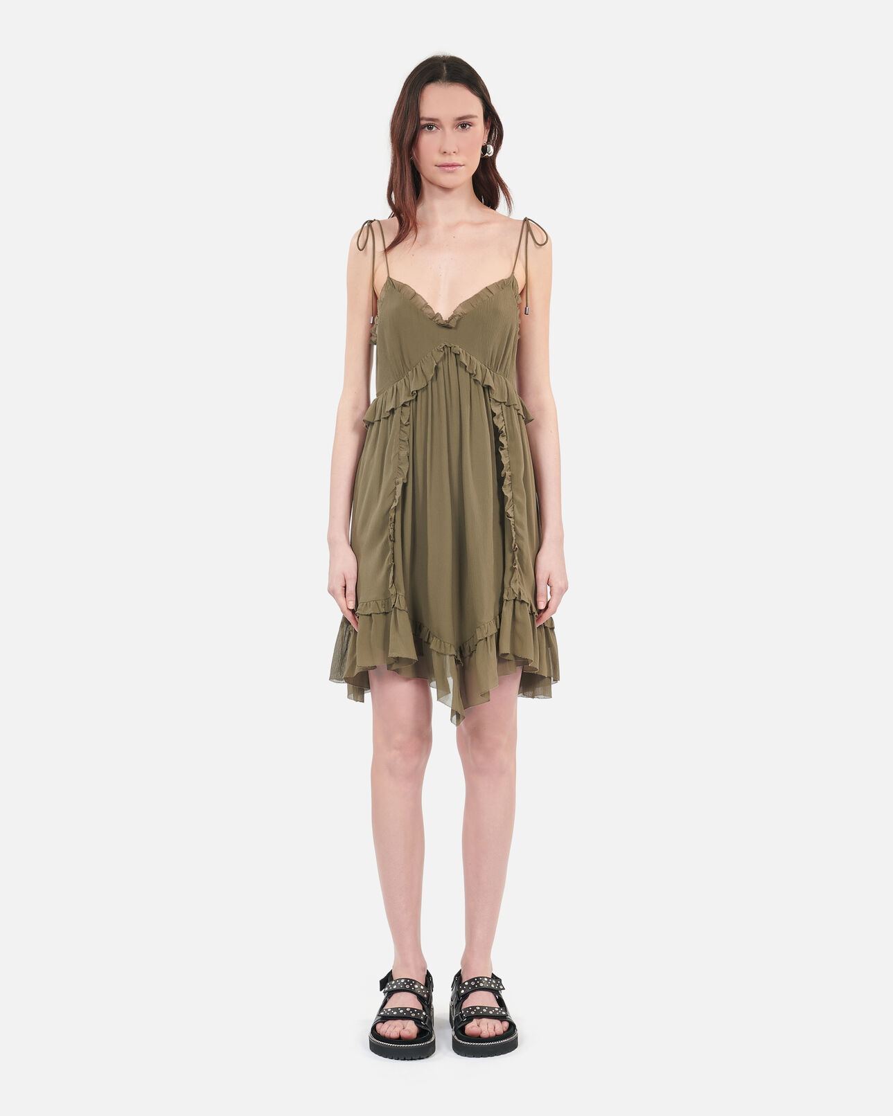 The Kooples WOMEN KAKI short khaki silk dress