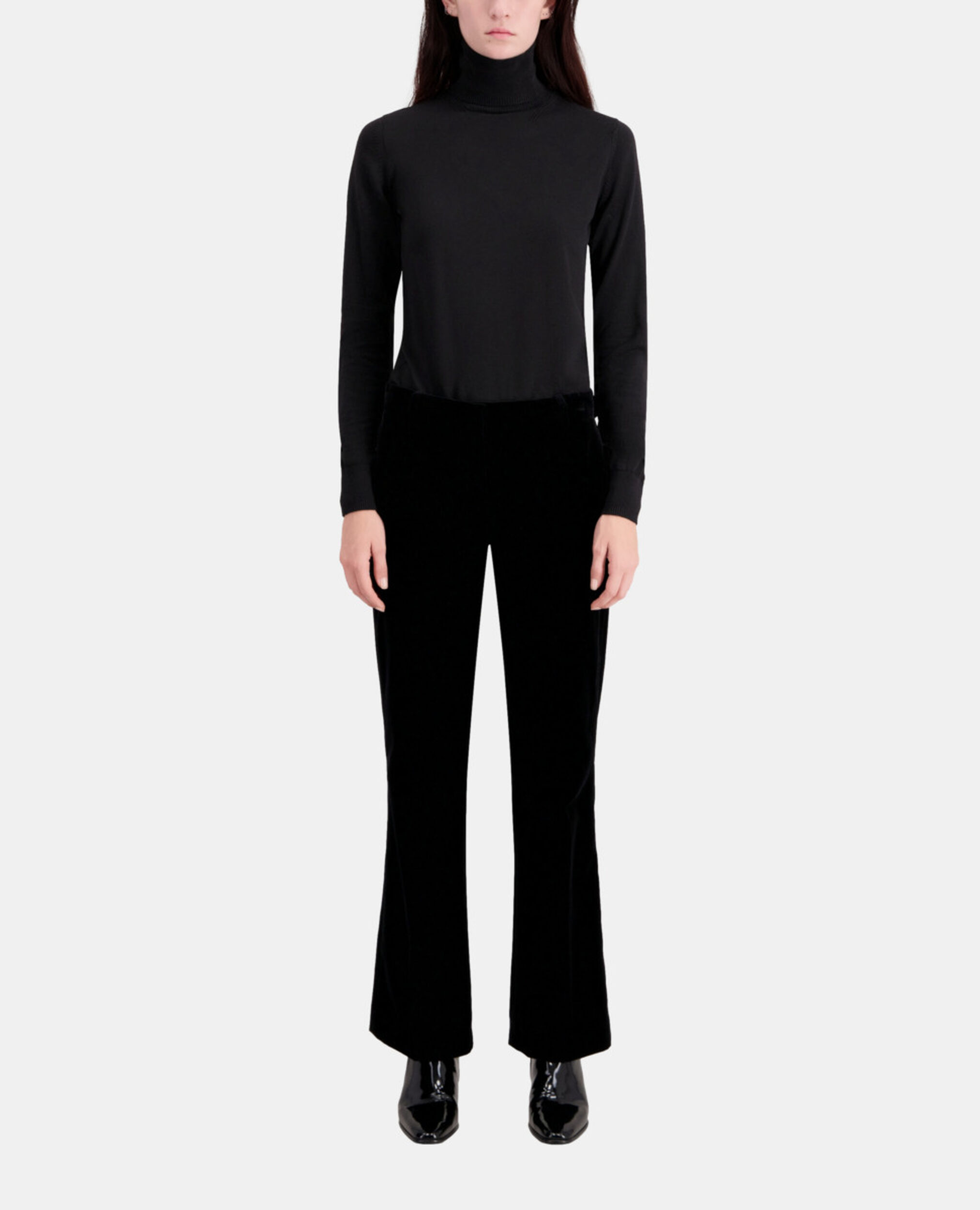 Black velvet suit trousers, BLACK, hi-res image number null