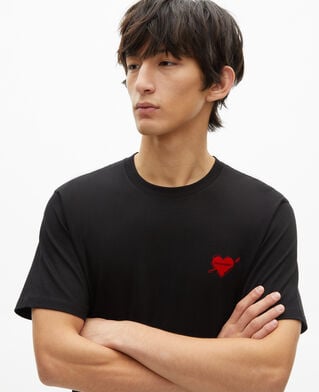 The Kooples MEN BLACK t-shirt with black heart flocking