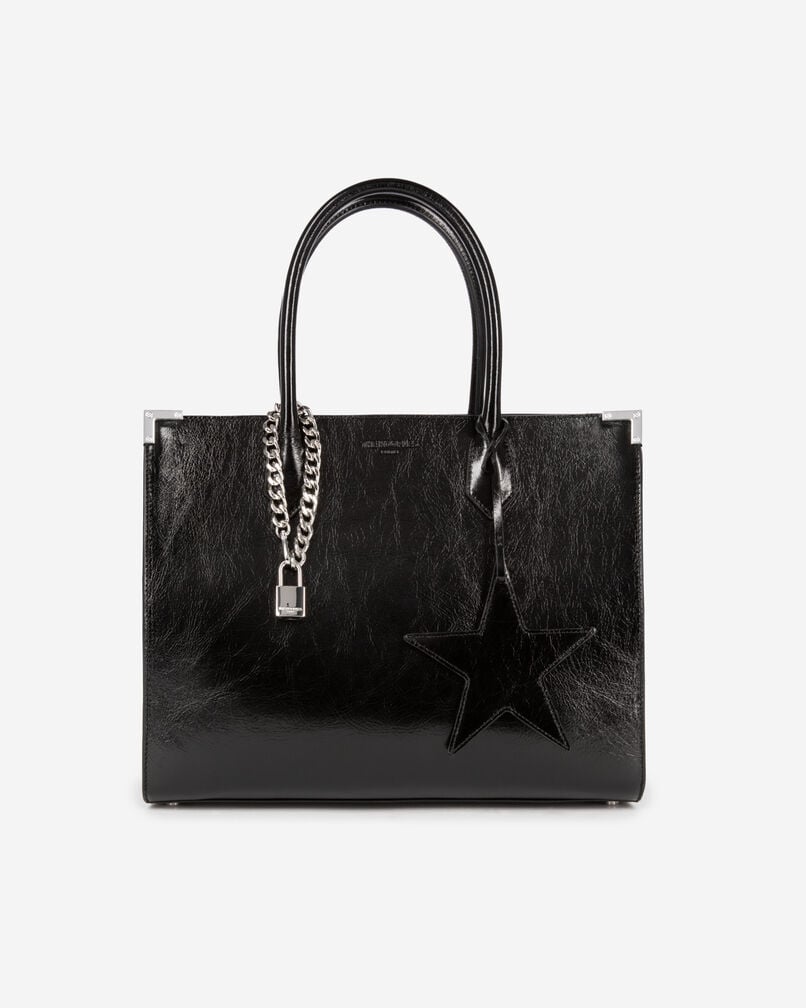 The Kooples FEMME BLACK sac cabas ming en cuir noir