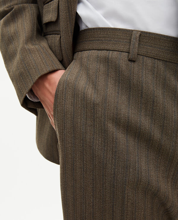 The Kooples MEN LIGHT BROWN straight brown pinstripe suit pants