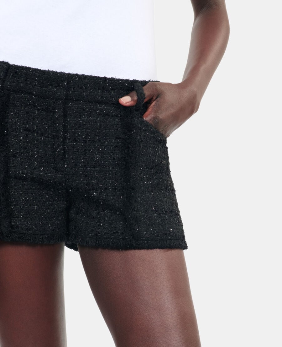 The Kooples WOMEN BLACK black tweed shorts