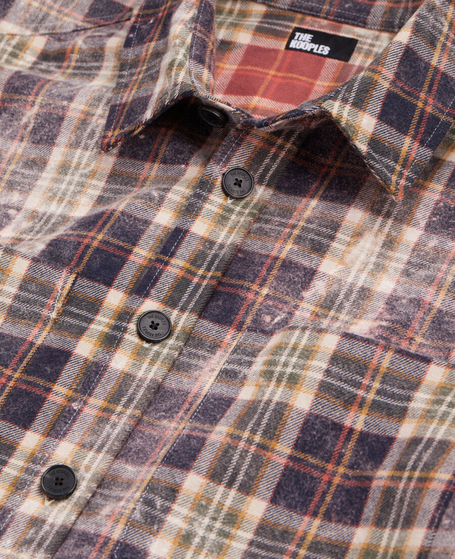 blue and beige checked shirt